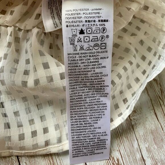 Levi’s Windowpane Delilah Wrap Puff Sleeve Top White Size S - Picture 14 of 14